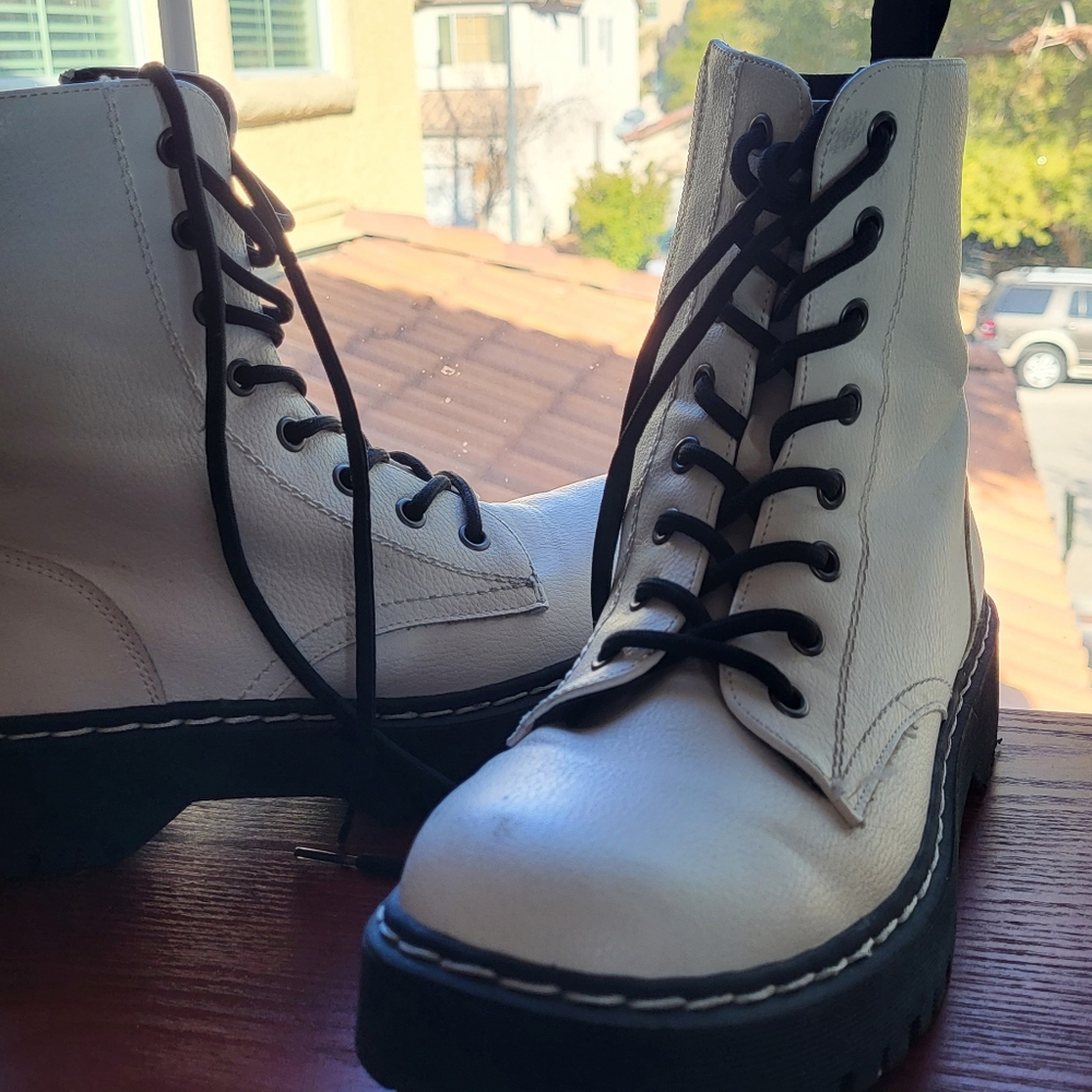 Sincerely Jules White Combat Boots